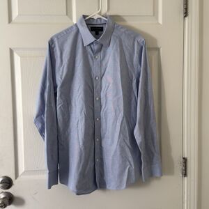 Banana Republic Men's Non-Iron Microdot Blue Dress Shirt Slim Fit M
